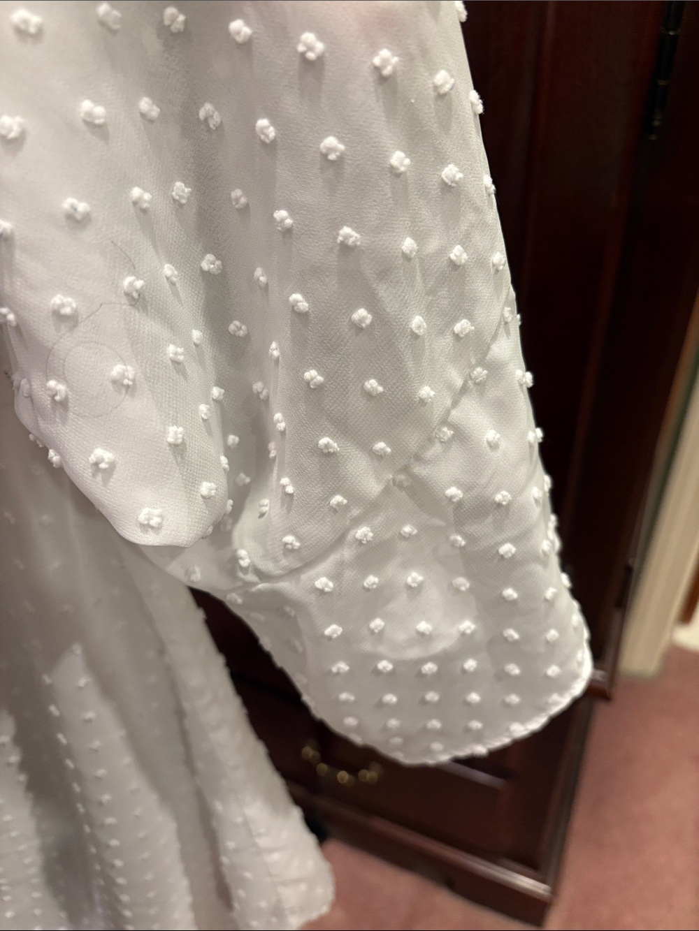 Style & Co. White Swiss Dot Pintuck Women’s Blouse - Picture 3 of 7